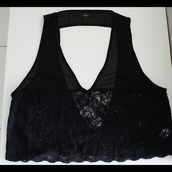Lf Millau Lace V Neck Crop Top Size M