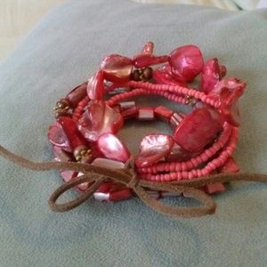 Coral Layered Bead Bracelet