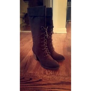 Brown Heel Boots Lace Up Brand New