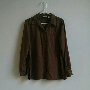 Oversized brown button up