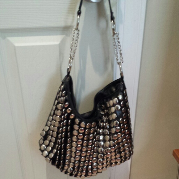 STYLISH STUDDED BLACK SHOULDER BAG