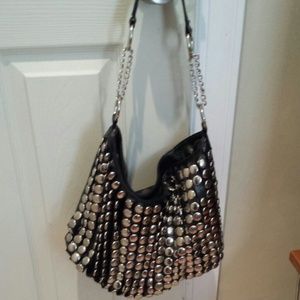 STYLISH STUDDED BLACK SHOULDER BAG