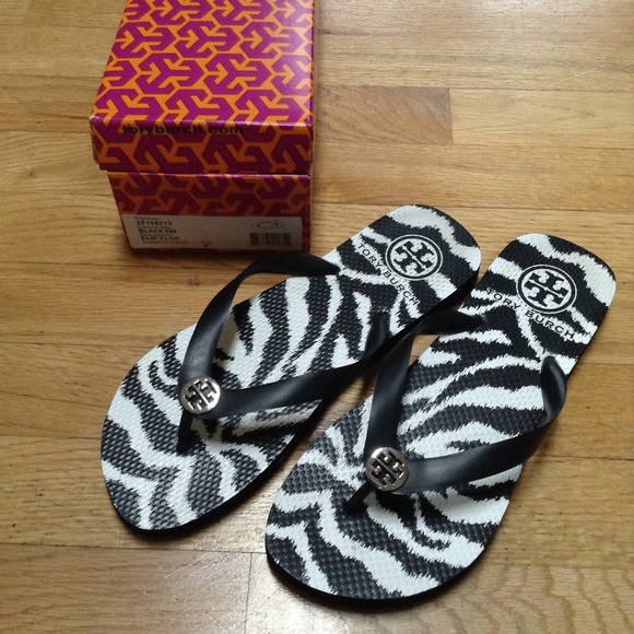 Tory Burch Zebra Print Flip Flops