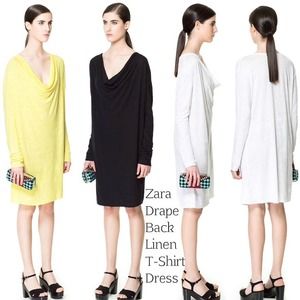 SALE! Zara Drape Back Linen T-Shirt Evening Dress