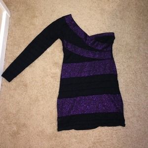 One sided strapless dress.