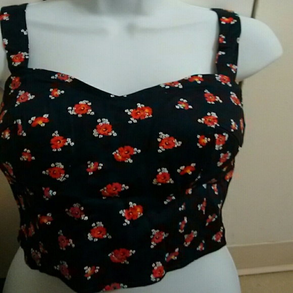 Cute ditsy navy floral bustier