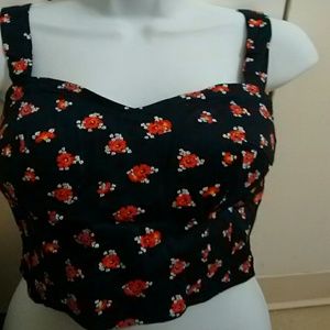 Cute ditsy navy floral bustier