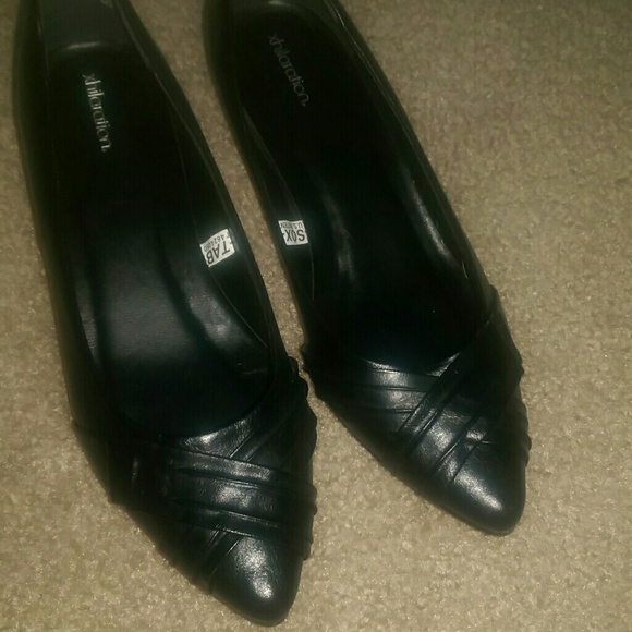 Black slip ons with small heel