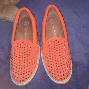 Orange Jeffrey Campbell slip ons
