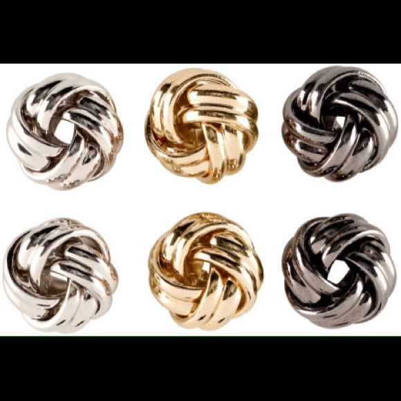 3 set of twisted knot stud earrings