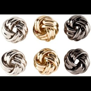3 set of twisted knot stud earrings