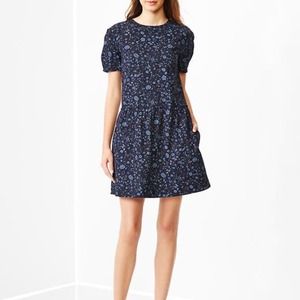 Navy floral drop waist dress
