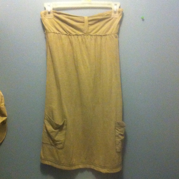 Strapless dress olive green