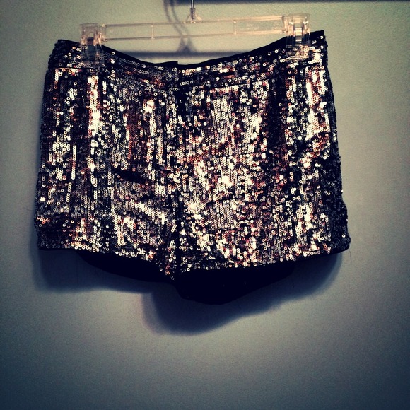 Silver Sequin Shorts - Picture 1 of 2