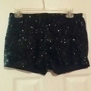 Black Sequined Shorts