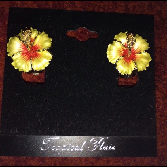 🌼Hawaiian clip flower earings🌼