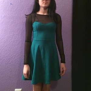 Turquoise green mesh dress