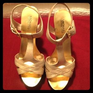 Gold Platform Sandal Wedges, Michael Kors