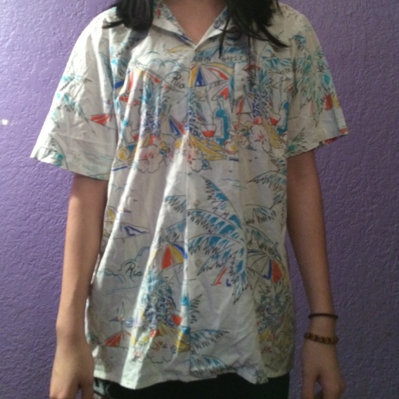 Beach themed button up
