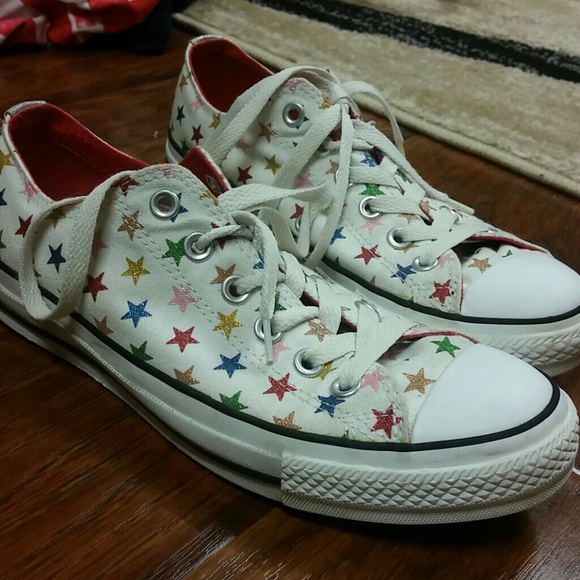 White Converse with Stars
