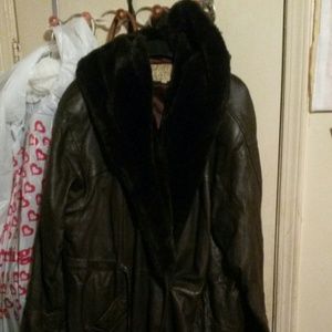 Unisex long heavy leather coat