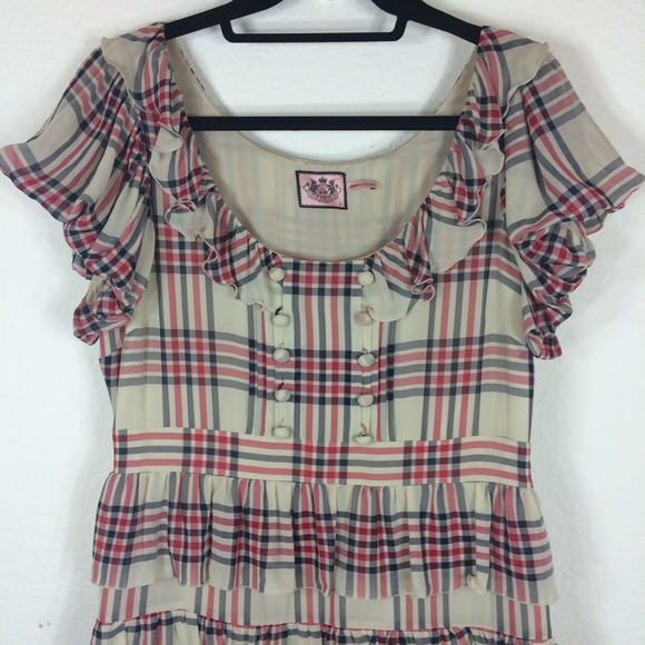 Juicy Couture Plaid 100% Silk Dress - Picture 3 of 4