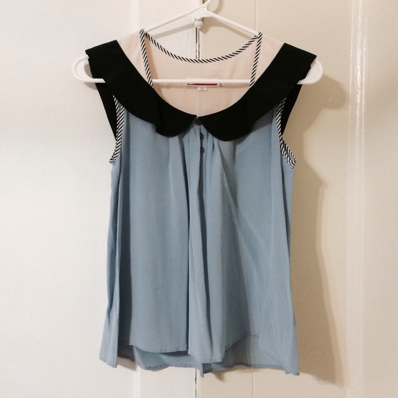 100% silk peter pan collar top
