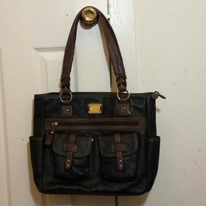 Rosetti large black/brown leather laptop bag