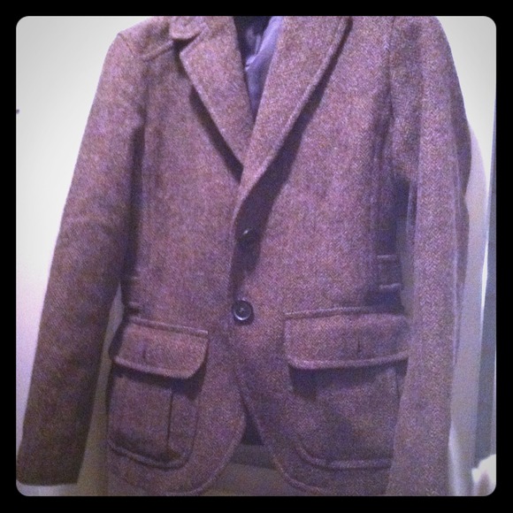 Petite brown tweed classic blazer