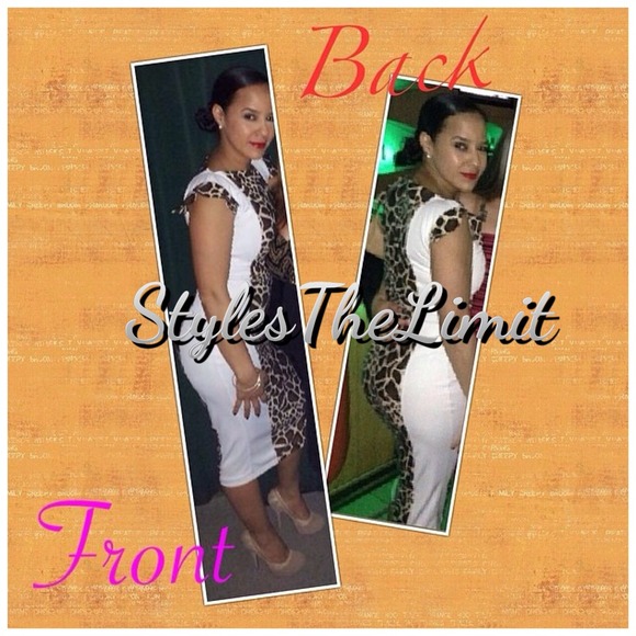 White dress with giraffe accent