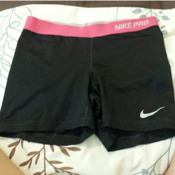 Black Nike Pros With Pink Band