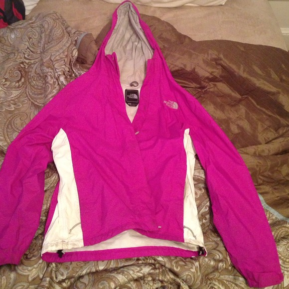 Purple North Face Hyvent rain jacket.