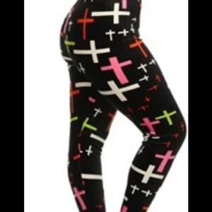 Plus size velour cross multi colored leggings