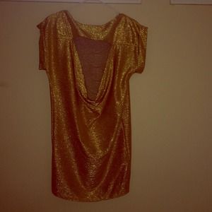 ASOS gold stretch sparkle dress with open back