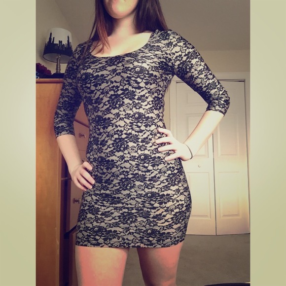 Forever21 Cocktail Flower Dress with Deep Back V
