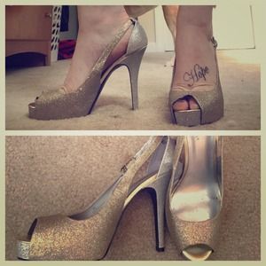 Gold and Silver Worthington Glitter Heels