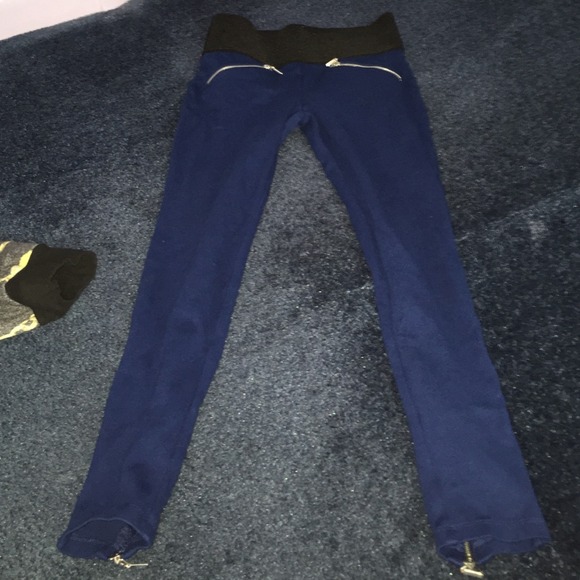 Blue and black zipper pants