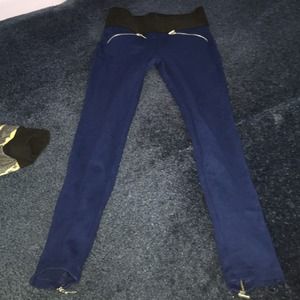 Blue and black zipper pants