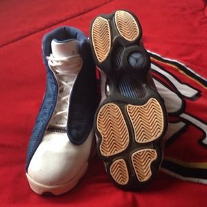 Blue, white,and gray Jordan's