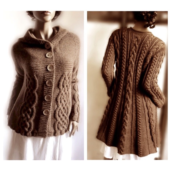 Brown one button sweater