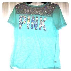 Sequined VS PINK tee