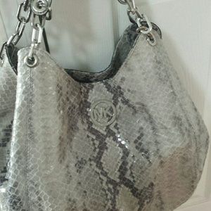 Michael Kors med tote pearl grey handbag