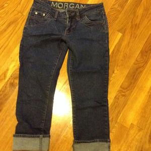 Stretch denim cropped pants capris