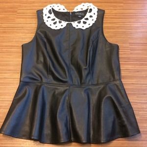 Forever 21 Plus Faux Leather Peplum top 2x