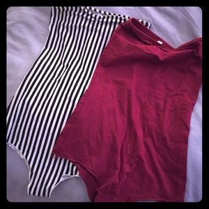 2 Cotton Spandex Jersey Strapless Bodysuits