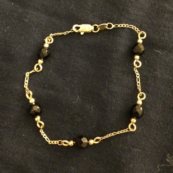 18k Gold filled bracelet w/ black jewels