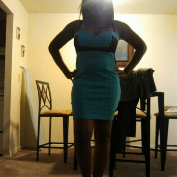 Mint/black Kardashian Kollection dress