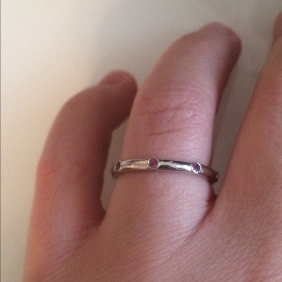 Pink  Sapphire Sterling Silver Bezel Band sz7