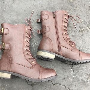 Brown combat boots