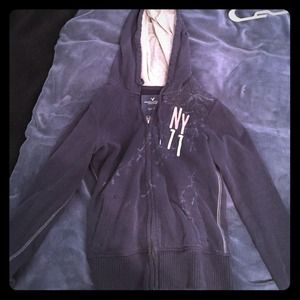 Navy blue zip up sweat shirt